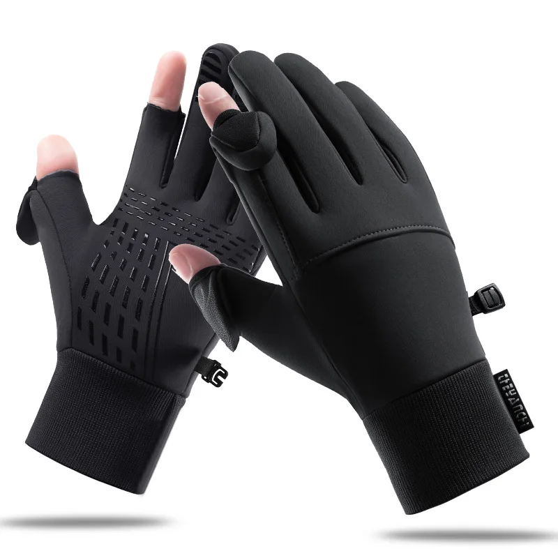 

Motorcycle Riding Gloves Outdoor Cycling in Winter Anti Slip Leakage Two Finger Touch Screen Thickened Warm Gloves