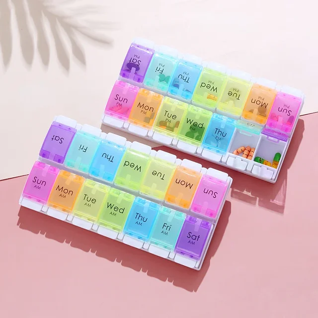 Weekly Push-Button 7-Day Pill Organizer – AM/PM Medicine Case & Vitamin Storage 1