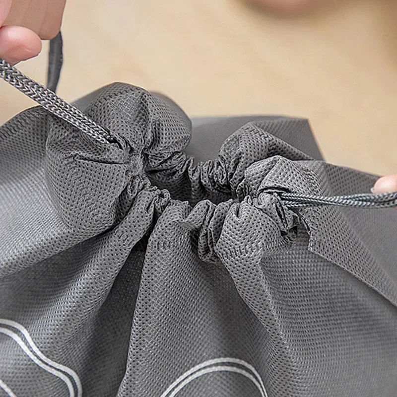 5/10pcs Shoe Storage Bag with Thickened Non-woven Fabric Strap Mouth Large Capacity Travel Waterproof Shoe Bag Moistureproof 4