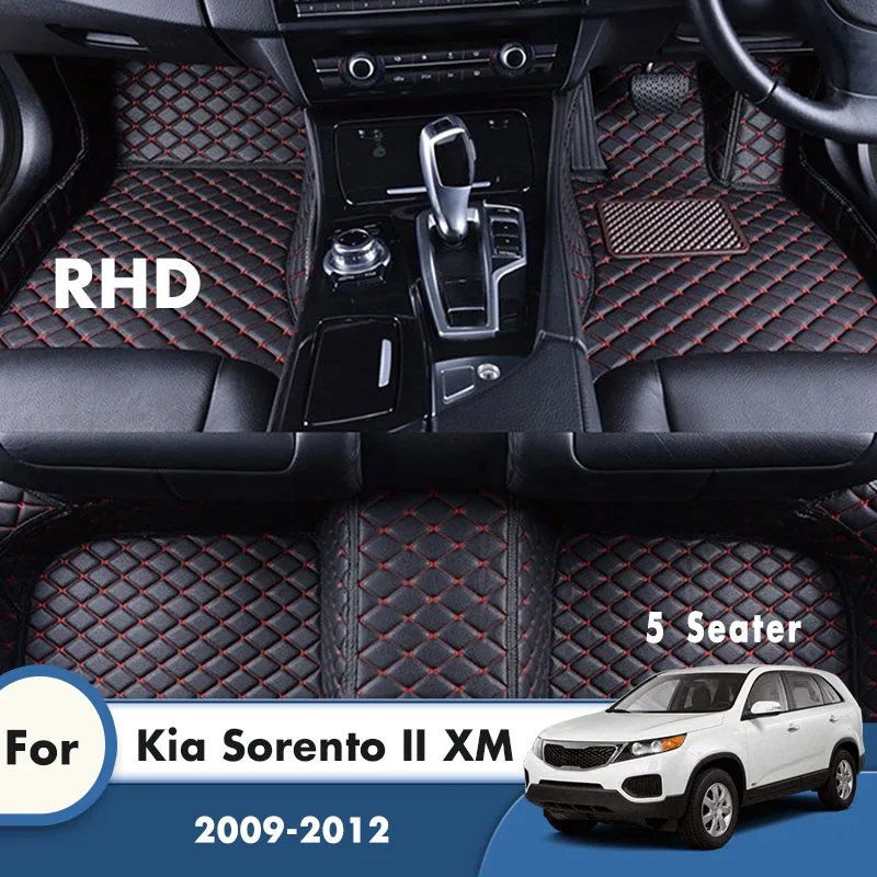 

RHD Leather Carpets For Kia Sorento II XM 5 Seats 2012 2011 2010 2009 Car Floor Mats Custom Foot Pads Auto Accessories Interior