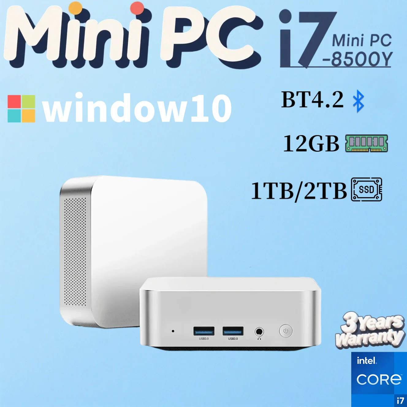 2025 윈도우 10 인텔 코어 i7-8500Y 미니 PC DDR3 1TB 2TB SSD 게이밍 PC WIFI 6 BT4.2 4K HD UHD 그래픽 휴대용 미니 PC 데스크탑