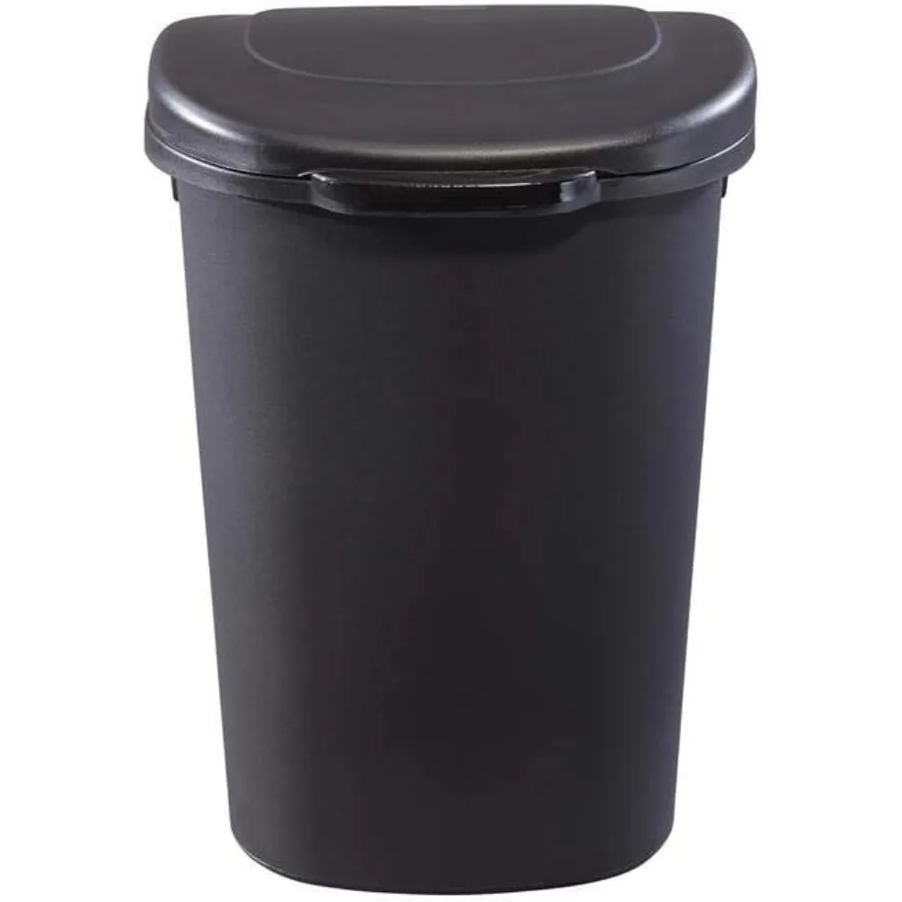

Коммерческие товары Rubbermaid, мусорная корзина с крышкой, 13 галлонов, маленькая черная мусорная корзина для дома/кухни