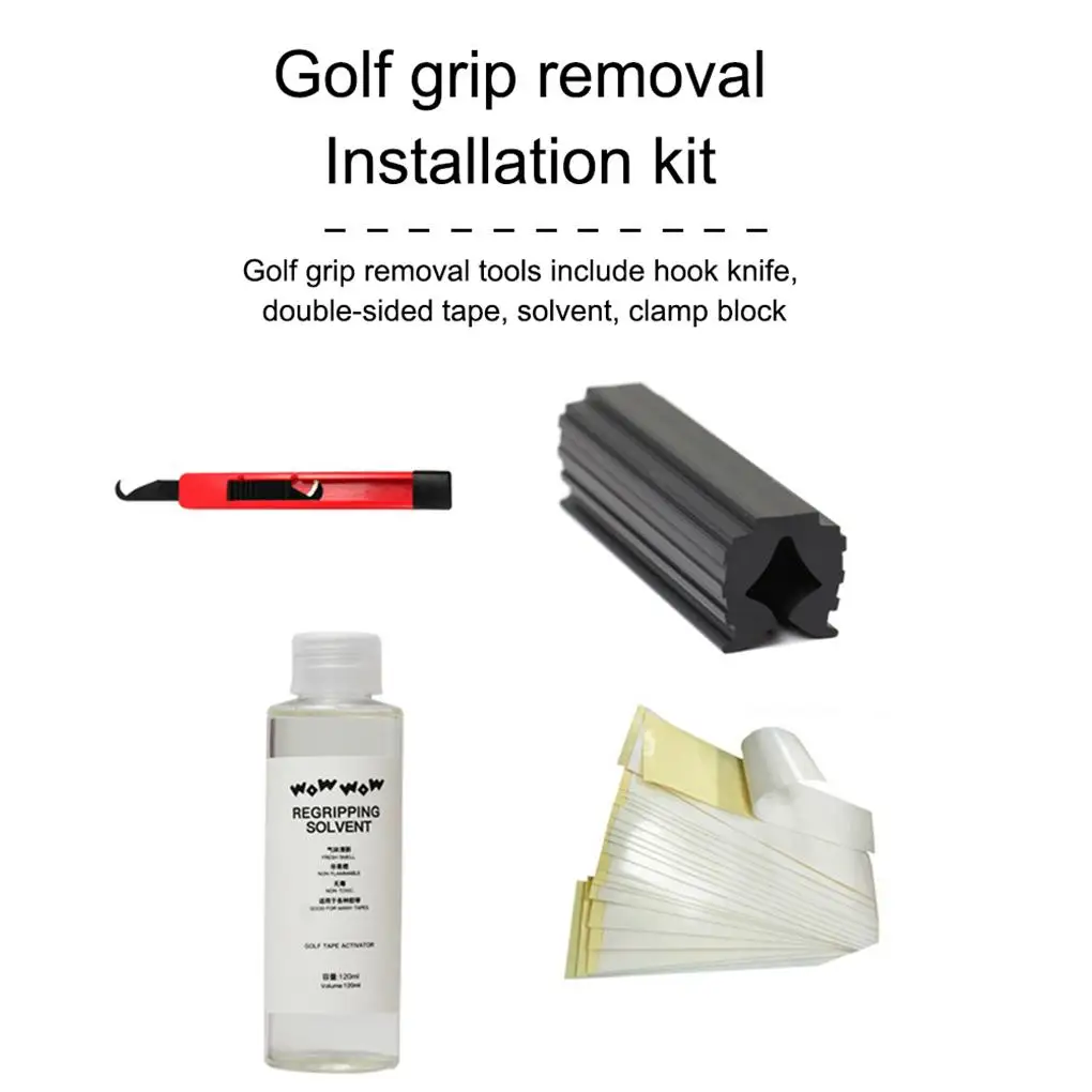 4 Pieces Golf Club Grip Kit Solvent Tape Clamp Golfing Hook Blade 6