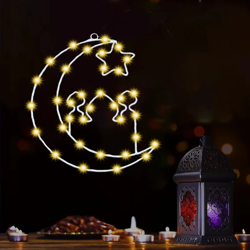  Ramadan Stars Moon Lamp Palace Window Decor Holiday Party Decoration Ambience Castle  Lighting Eid Mubarak Decoration
