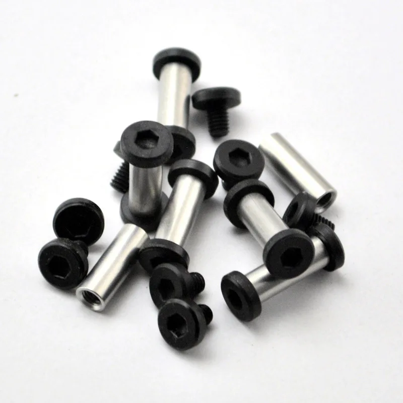 

10 Sets/lot Fit for 5MM Hole Stainless Steel Knife Handle M3.5 Thread Inner Hexagon Bolts Allen Screws Lock Nail Spindle Rivets