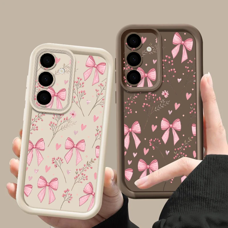 Chic Pink Bow Pattern Soft TPU Silicone Phone Case - Elegant and Stylish Back Cover