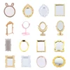 1/12 Dollhouse Mini Dressing Mirror Golden Frame Makup Mirror Model Simulation Fitting Room Furniture Supplies Ornaments 1