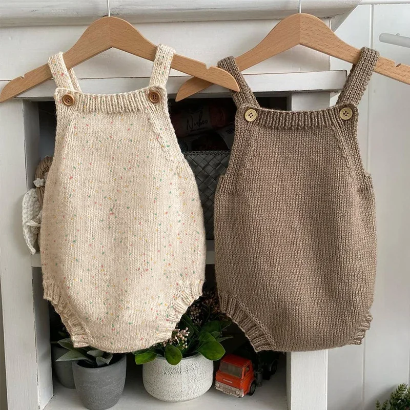 Arrival Autumn and Spring Baby Unisex Simple Solid Color Knitted Sleeveless Bodysuit