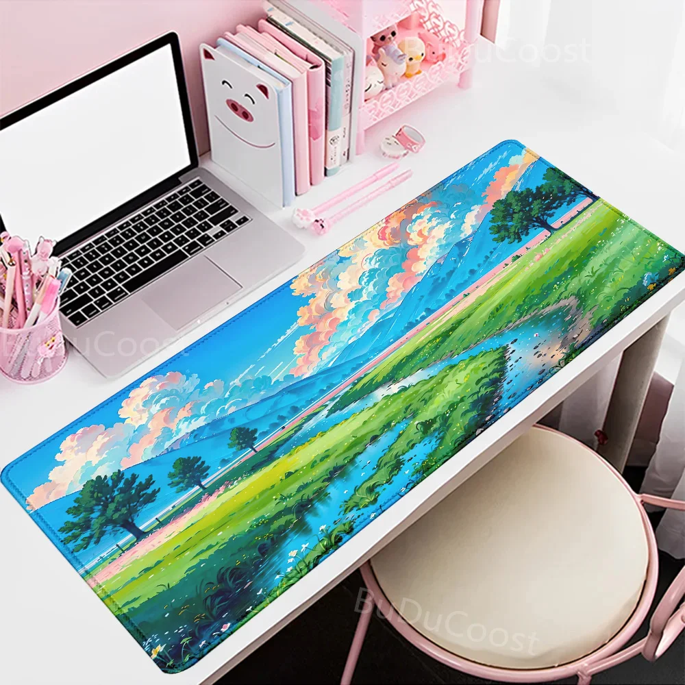 Mauspad Gaming grüne Pflanze Blume Ästhetik xl Computer Mouse pad xxl Spiel matte Natur kautschuk Büro teppich Computer Mäuse Pad – Detail 10