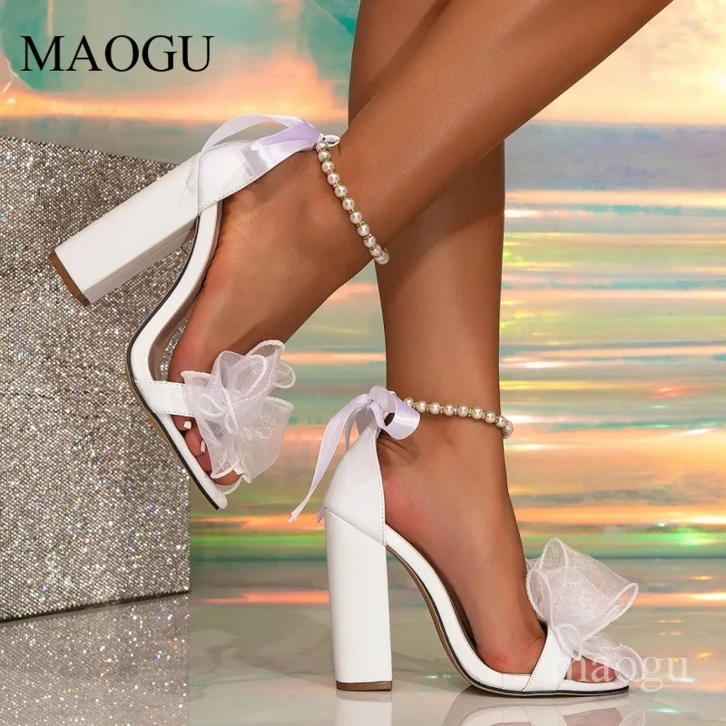 2026 New White High Heels Slingback Sandals Fashion Pearl Ankle Strap Women  Party Dress Shoes Pumps Sandalias De Mujer - AliExpress 322
