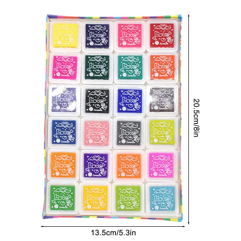 24 Colors Stamp Pad Color Washable Finger Stamp Children Finger Painting Ink Pad Safe Craft Ink For Card Supplies