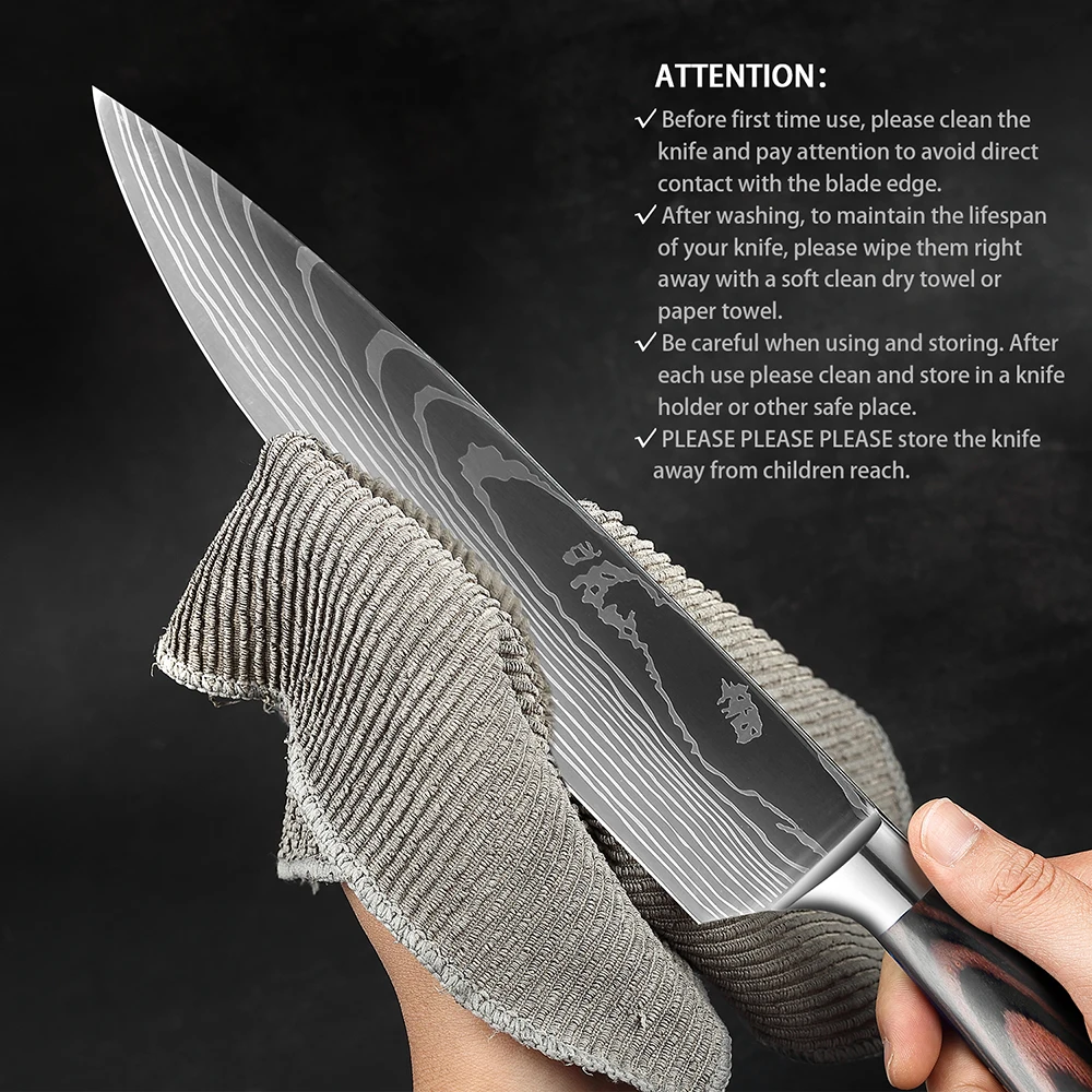 Kitchen Knives XITUO Kitchen Knife Set Japanese Chef Knife Stainless Steel Santoku knives Laser Damascus Utility Slicing Bread Knifes Cleaver