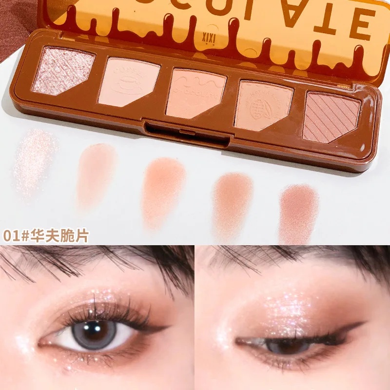 XiXi Cocoa Smooth Thick Emulsion Eyeshadow Tray Advanced Color Development No Fly Powder Earth Color Everyday Novice Beginners 6
