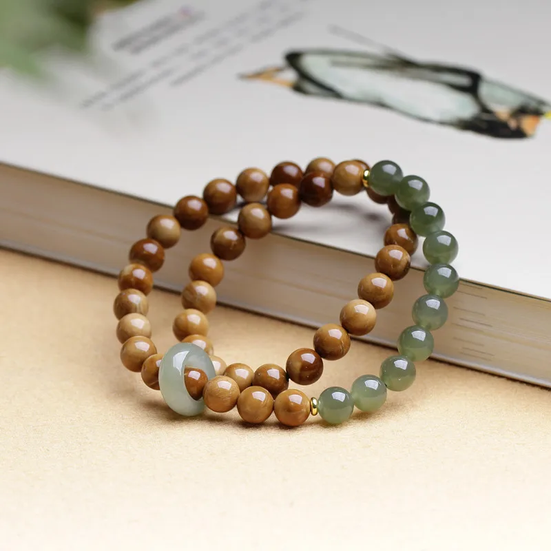 Weibliche Perlen Handstrings Schmuck Doppelschicht Armband Buddhistische Accessoires Geschenke Unterstützung Großhandel Natürliche Hotan Jade 8mm