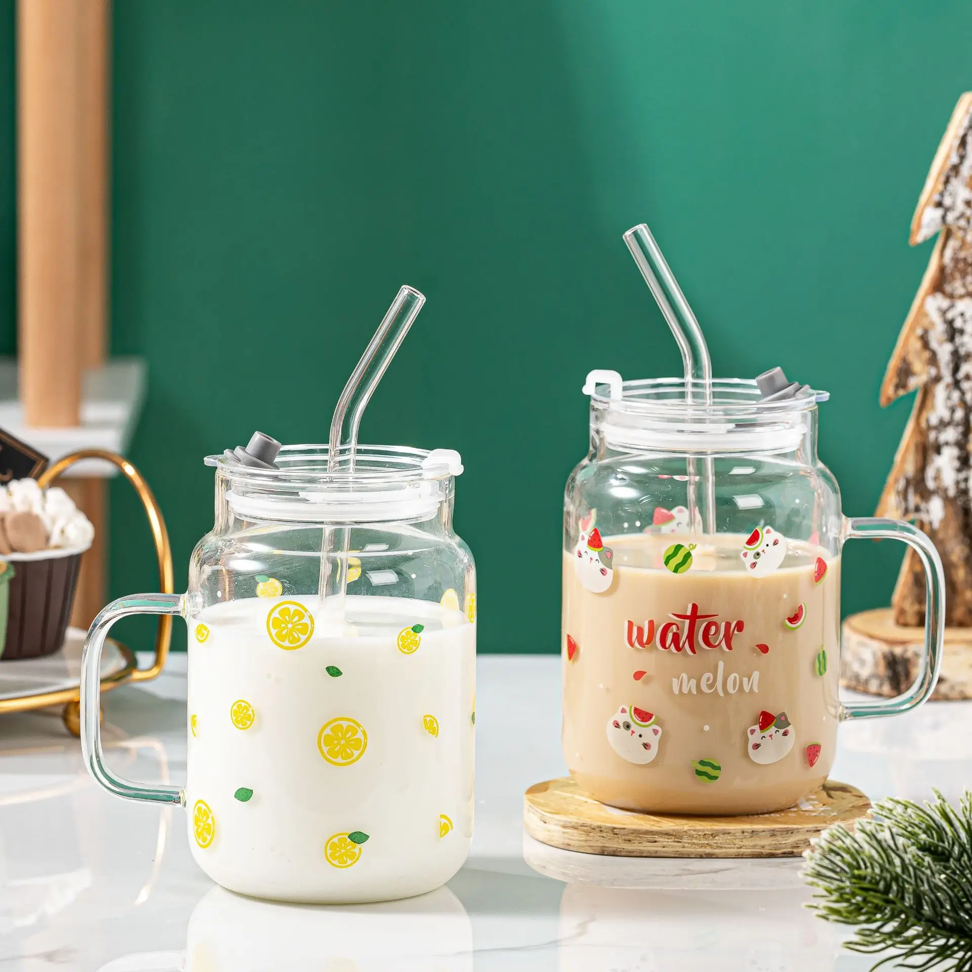 Cute Rainbow Glass Cup, Aesthetic Coffee Glass, Glass Can Rainbow Daisy,  Iced Coffee Cup Cute Cups With Lid and Straw Trendy Cup, Cute Glass 