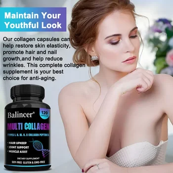 Multi-Collagen Capsules - Maintain Joint, Bone, Nail Health, Nourish Hair, Reduce Wrinkles - Antioxidant - Skin Care Supplement 2