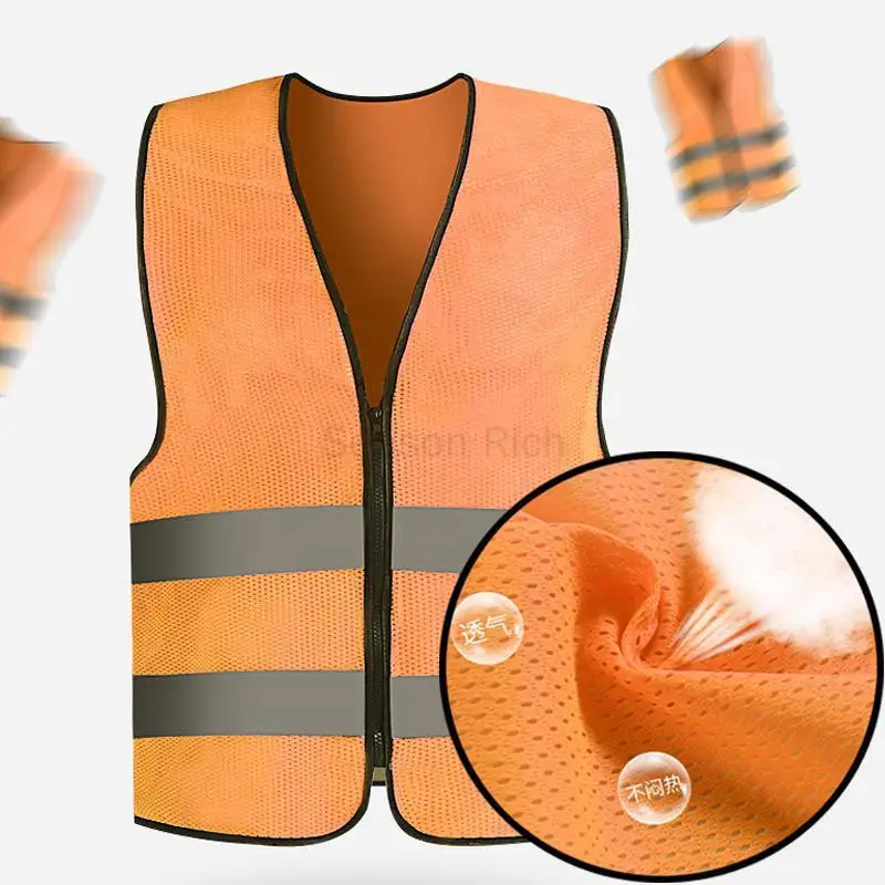 Safety Vest Reflective Strip Fluorescent Mesh High Visibility - Image 2