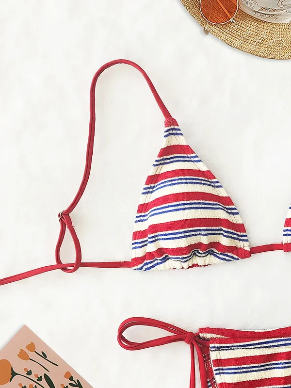 Women's Sexy Push-Up Two-Piece Swimsuit 2026 Bathing Suit Micro Beachwear Stripe Bikini Set Swimwear Trendy Mciro