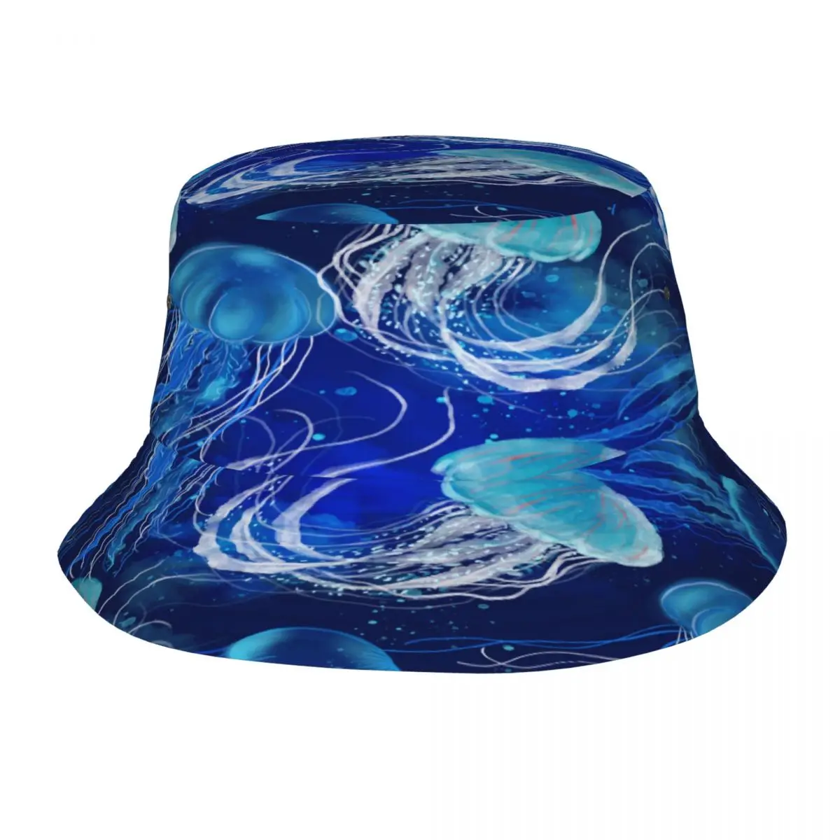 

Blue Jellyfishes Swimming Underwater Unisex Casual Sun Hat Bucket Hat for Men Women Bob Hip Hop Caps Summer Fisherman Hat Panama