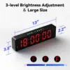 Gym Timer with Remote 11''x 3.5''Ultra-Clear Interval Timer with LED Countdown/Up Wall Clock  Power Fitness Timer Stopwatch 4