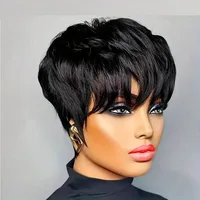 Perruques Pixie Cut pour femmes, perruque courte en cheveux humains avec frange, perruque Pixie Cut à couches, cheveux humains brésiliens 9A, perruque entièrement fabriquée à la machine 1