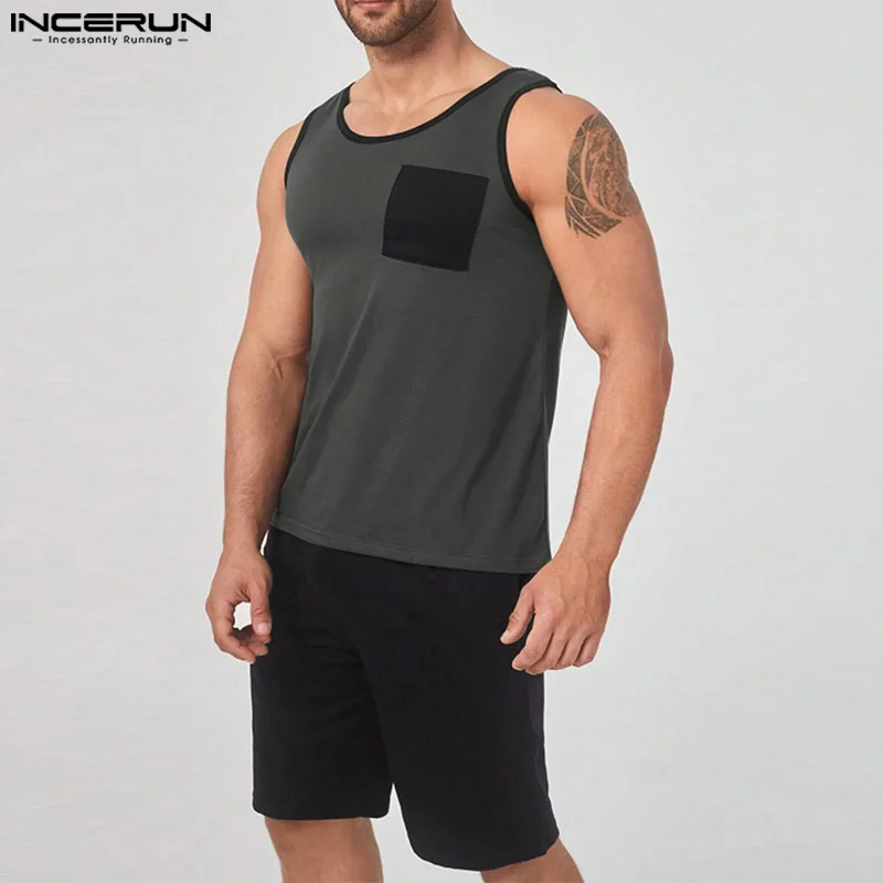 

INCERUN 2024 Men Sets Shorts 2PCS Men's Casual Suits Summer Sleeveless Tops Tanks Tops Tee Short Pants Casual Solid Streetwear