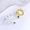 WYEAIIR 925 Sterling Silver Shiny Zircon Snake Fashion Resizable Opening Ring For Women Luxury Jewelry 5