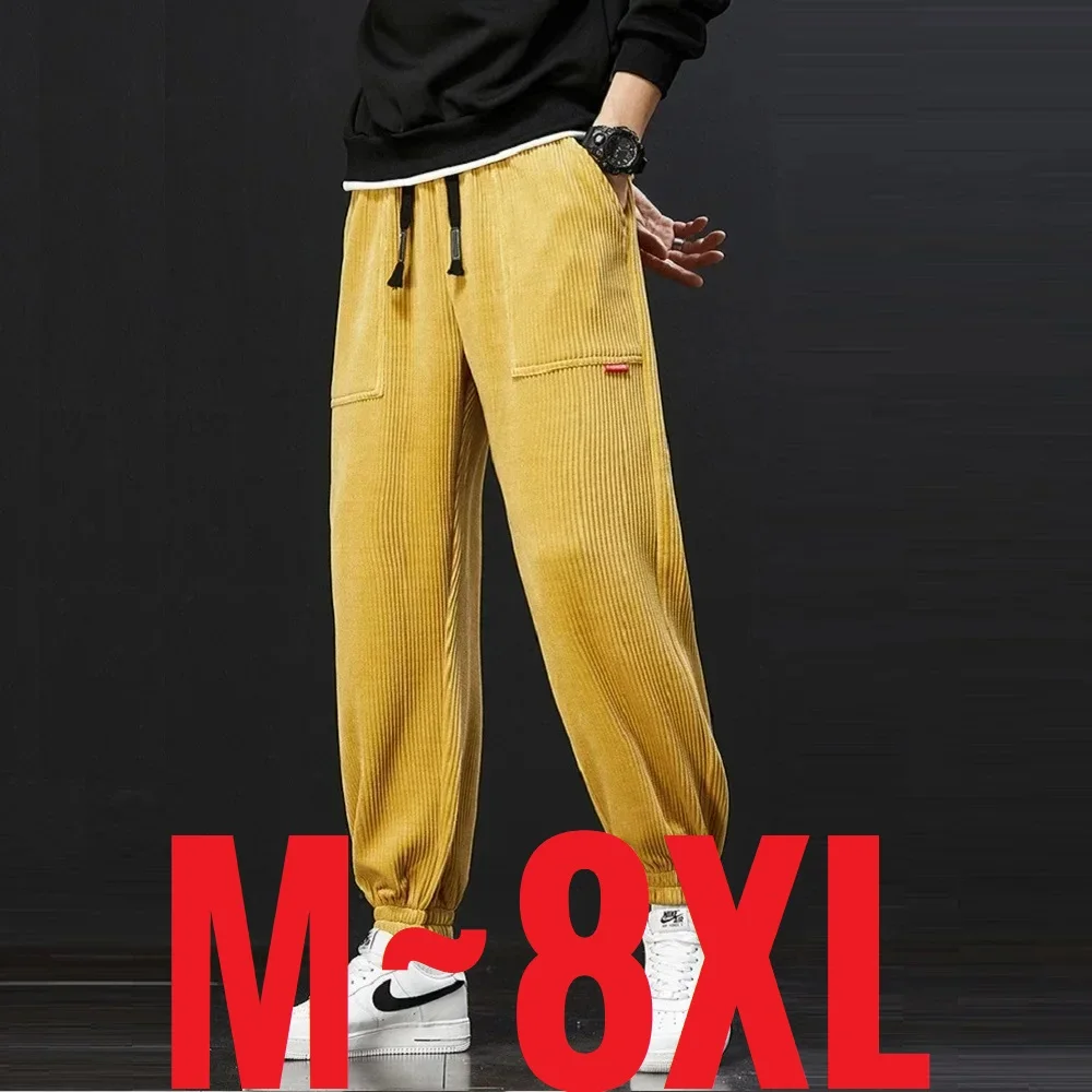 New Autumn Winter Corduroy Sweatpants Men Baggy Joggers Fashion Streetwear Loose Casual Harem Pants Plus SIze 8XL sport jogging trousers wide leg pants fashion pants fashionable wide leg pants