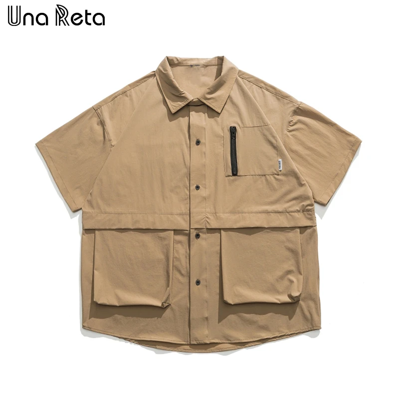 

Una Reta Men's Shirt Summer Tops Streetwear Hawaiian Short Sleeve Shirts Men Harujuku Single Breasted High Quality Retro Shirts