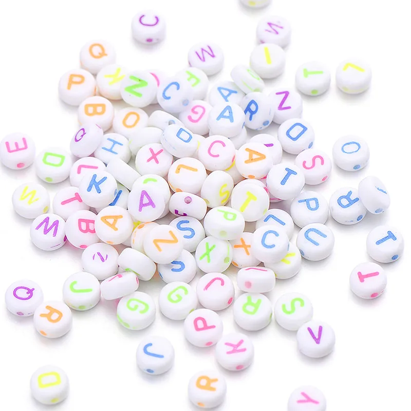 100pcs/lot Mxied Acrylic Spacer Beads Letter Beads Colorful Alphabet Perline For Jewelry Making DIY Handmade Beaded Accessories 