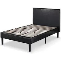 Faux Leather Upholstered Platform Bed Frame, Mattress Foundation, Wood Slat Support, No Box Spring Needed, Twin/Full/Queen/King 1