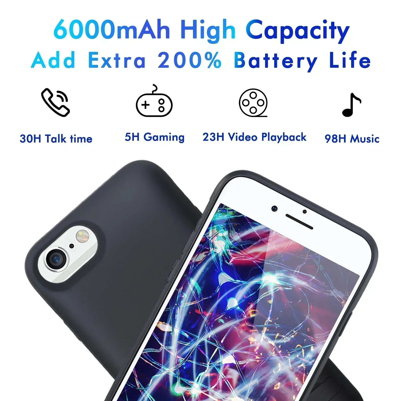 제이오웨이드 슬림 10000mAh 배터리 충전 케이스 (아이폰 6, 6S, 7, 8 플러스, SE 2020, 2022, 2023용) 아이폰 6 플러스용 보조배터리 폰 커버