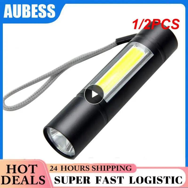 

1/2PCS Zoom Mini Led Flashlight XP-G Q5 Flash Light Lantern Portable rechargeable Glare COB Flashlight Outdoor Camping