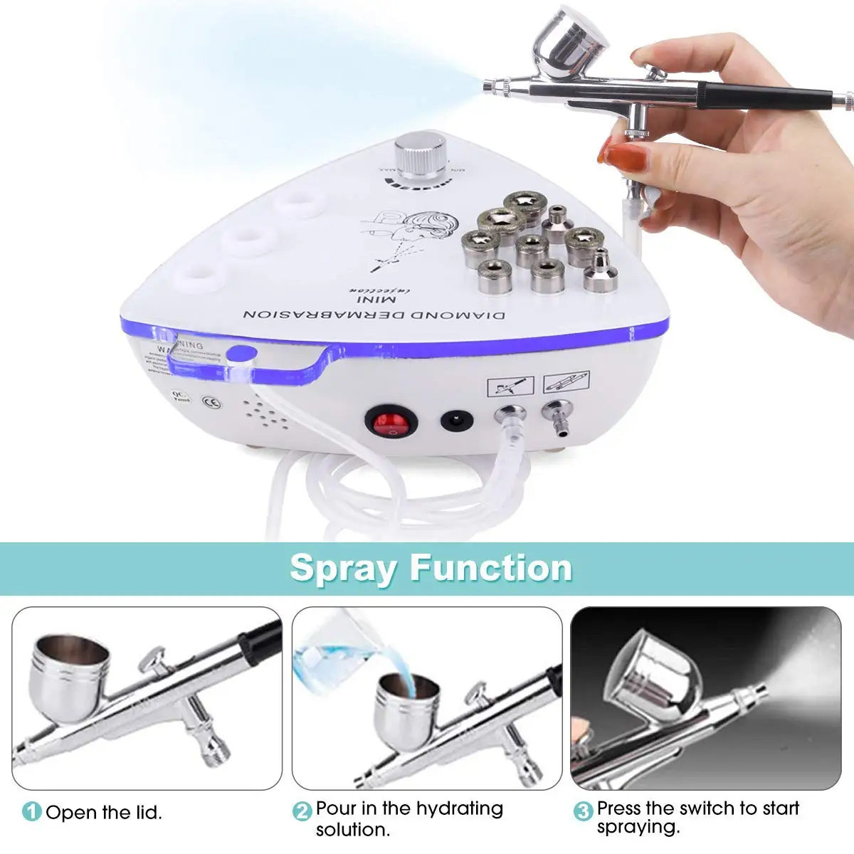 Diamond Microdermabrasion Machine Water Spray 65-68cmHg Suction Facial Exfoliation