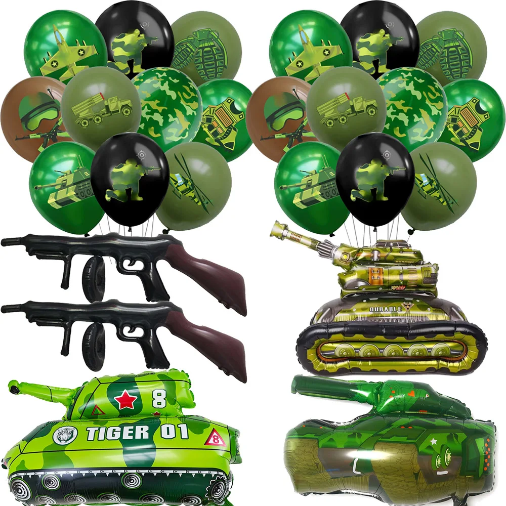 Camouflage Party Dekoration Grün Camo Latex Ballons Pistole Tank Ballon Militär Thema Dekor Baby Dusche Geburtstag Party Supplies