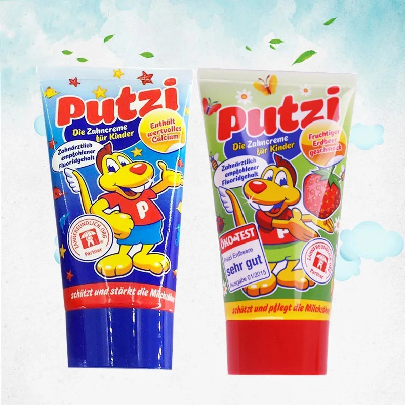 50ml Children's Toothpaste Origin From Germany 1-3-6 Years Old Tooth Decay Prevention Baby Toothpaste Press To Squeeze (Red one)