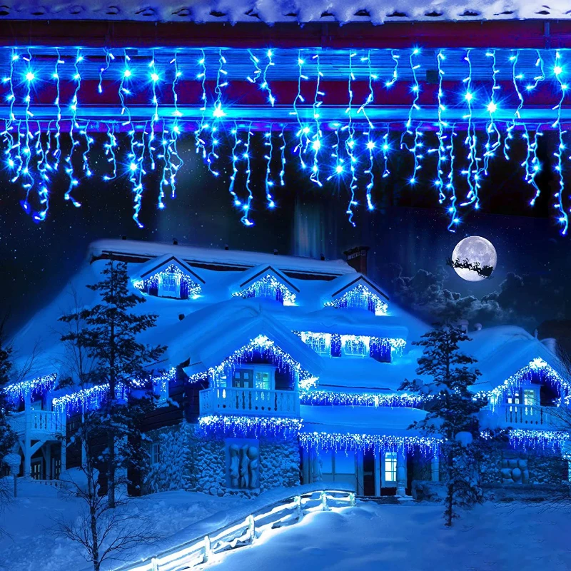 

EU/US Plug 220V Christmas Garland LED Curtain String Lights Holiday Lighting Outdoor Garden Street Decoration Party Wedding