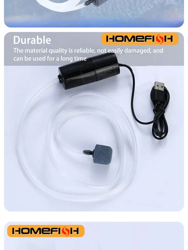 Portable USB Aquarium Air Pump Mini Oxygenator Fish Tanks Aquatic Accessories