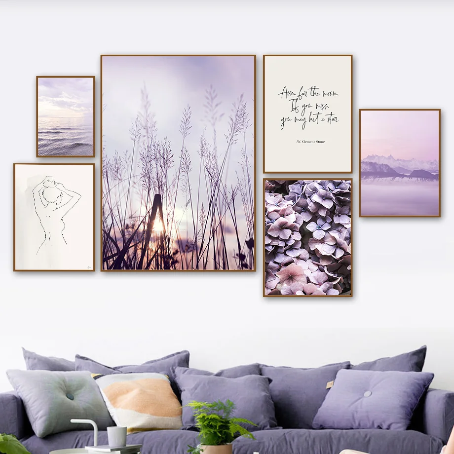 

Purple Hydrangea Hyacinth Reed Dandelion Wall Art Canvas Painting Nordic Posters And Prints Wall Pictures For Living Room Decor