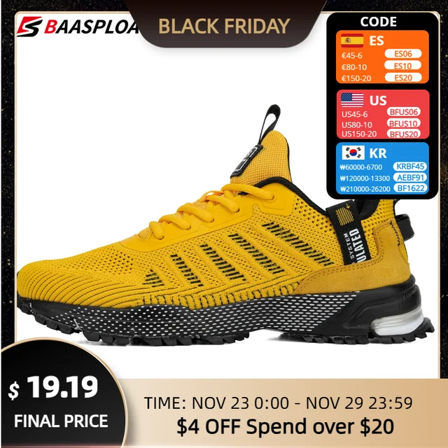 Men s Running Shoes Baasploa 2022 Male Sneakers Shoes Breathable Mesh Outdoor Grass Walking Gym Shoes For Men Plus Size 41-50