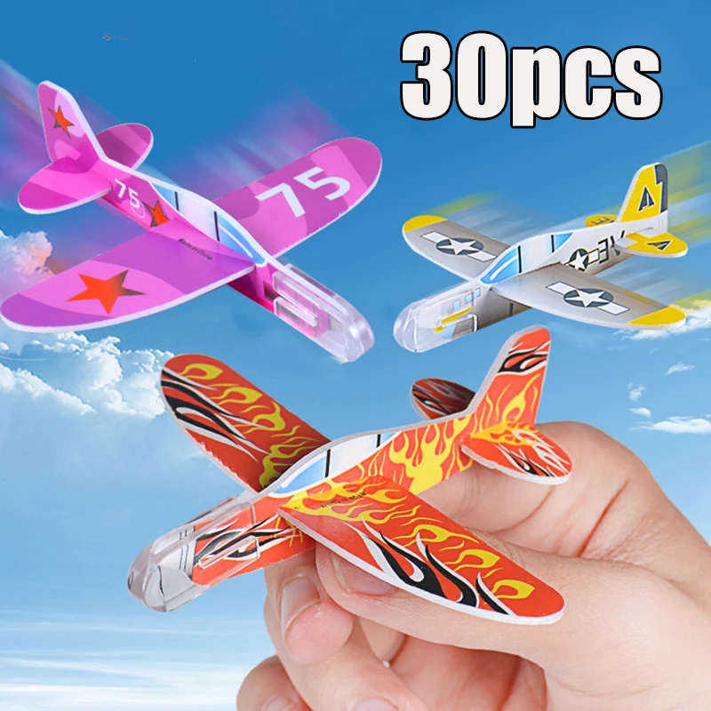 1-30pcs Children's Foam Hand-thrown Small Airplane Toys DIY Color Mini Cartoon Outdoor Sports Model Airplane Kids Puzzle Toys 3 4cm mini basketball toys squeeze ball hand wrist stress relief pu foam ball toy for kid adult gift