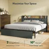 Bed Frame with Storage Headboard, Built-in Charging Station & LED Lights – Sturdy Platform Bed with Drawers 5