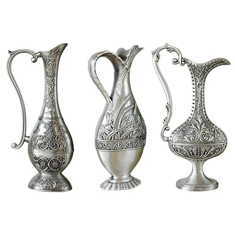 

Metal Decorative Flower Vase Antique Art Palace Craft Hotel Decor for Home Living Room Office Decoration Gifts