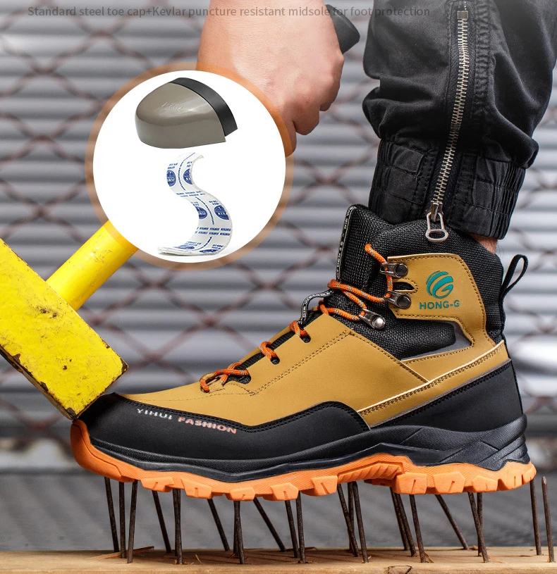 Waliantile Men Safety Boots For Welding Industrial Working Shoes Anti-smashing Steel Toe Waterproof Safety Indestructible Boots