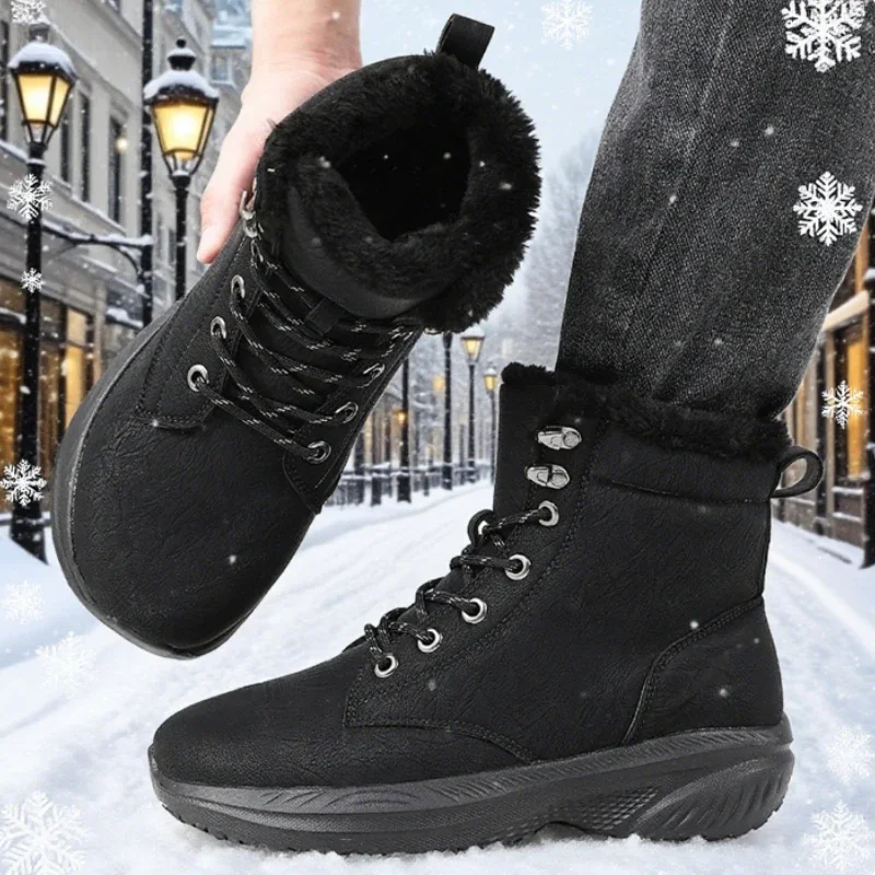 Popular Men's Winter Snow Boots Handmade Leather Waterproof Warm Sneakers New Outdoor Non Slip Hiking Shoe Cold Weather Footwear