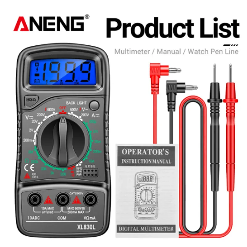 ANENG XL830L Digital Multimeter Esr Meter Testers Automotive Electrical Dmm Transistor Peak Tester Meter Capacitance Meter