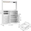 Kitchen Pantry Storage Cabinet with Hutch, Buffet Cabinet with Storage, Coffee Bar Cabinet with Power Outlets, Microwave Stand 2