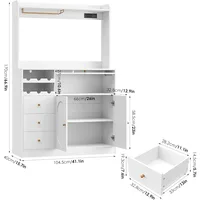 Kitchen Pantry Storage Cabinet with Hutch, Buffet Cabinet with Storage, Coffee Bar Cabinet with Power Outlets, Microwave Stand 2