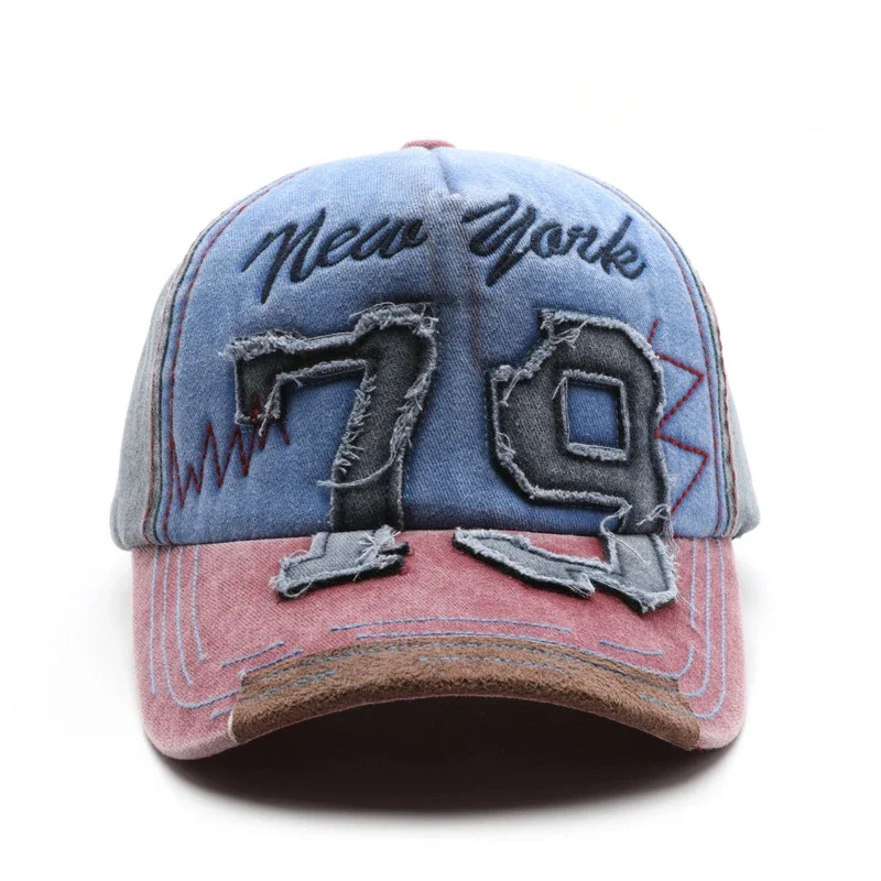 Unisex washed cotton cap Letter embroidery Adjustable Casual outdoor