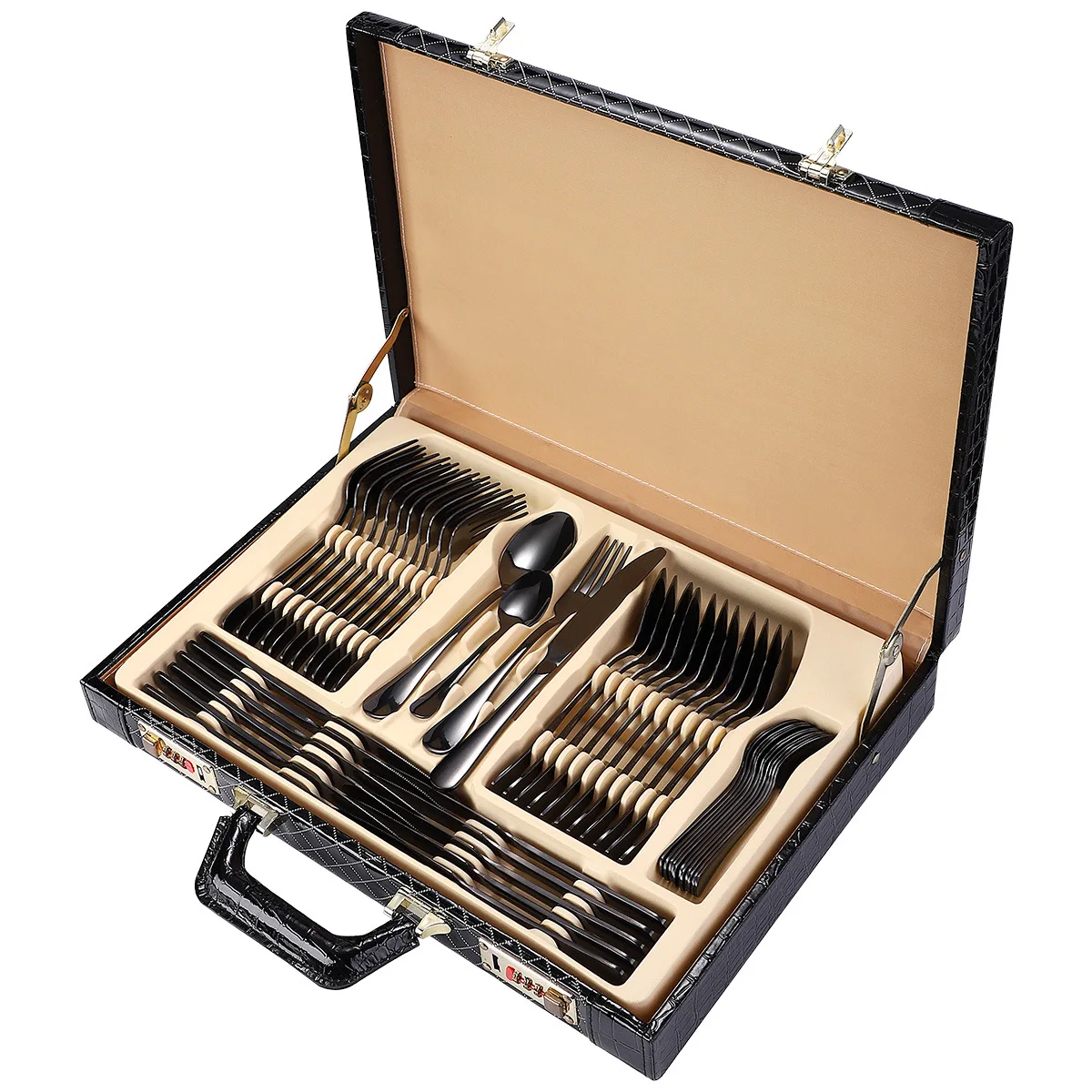 

Stainless Steel Cutlery Spoon Dinnerware Set Kitchen Cookware Set Gift Luxury Tableware Portable Platos Vajilla Kitchen Utensils